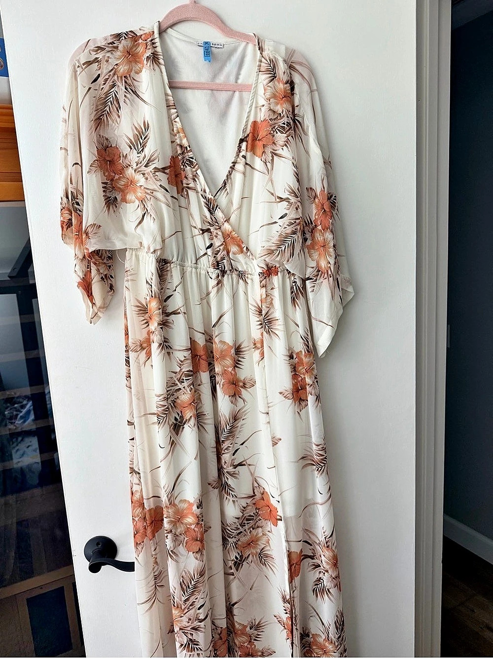 Baltic Born Floral Maxi Dress in Cream & Orange Like New